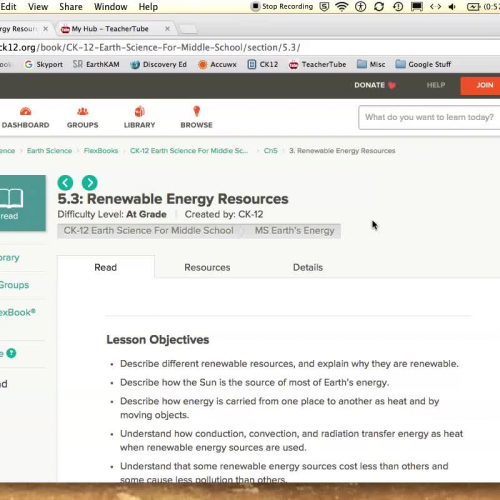 5.3 CK12 Earth Science for Middle School - Renewable Energy Resources