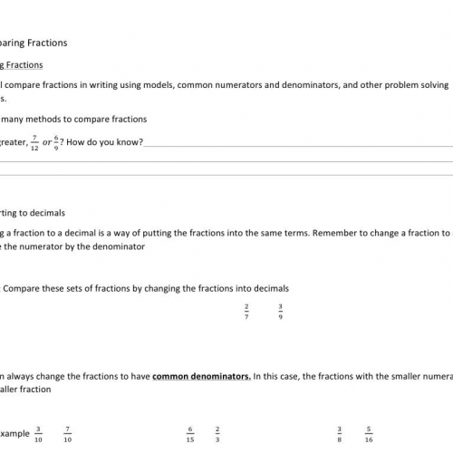 1.3 Comparing Fractions