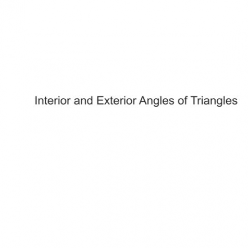 January 22 Interior and Exterior Angles