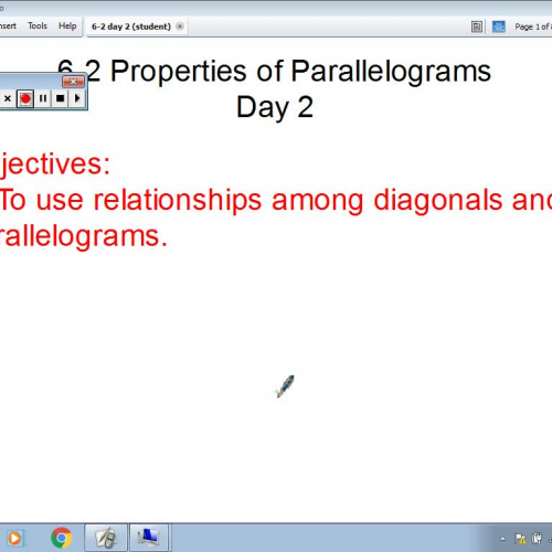 Section 6-2 (Part 2) Properties of Parallelograms