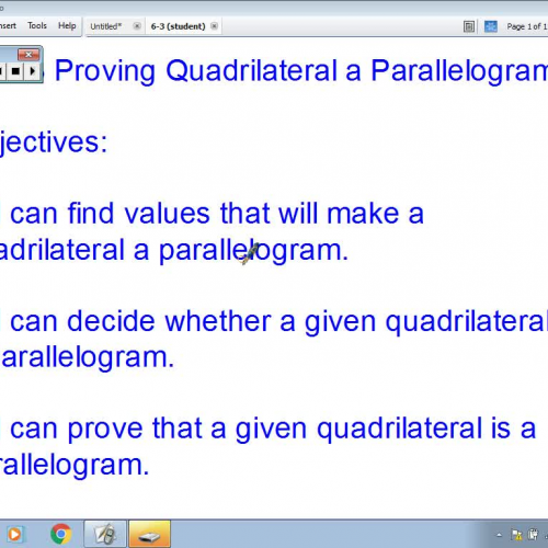 Section 6-3 Proving a Quadrilateral is a Parallelogram