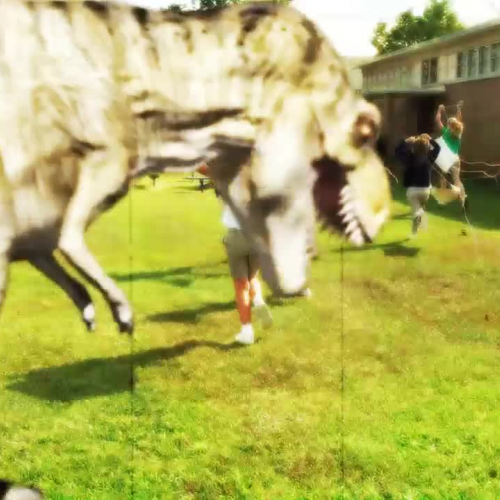 Students with a T-Rex: Green Screen Sample Video