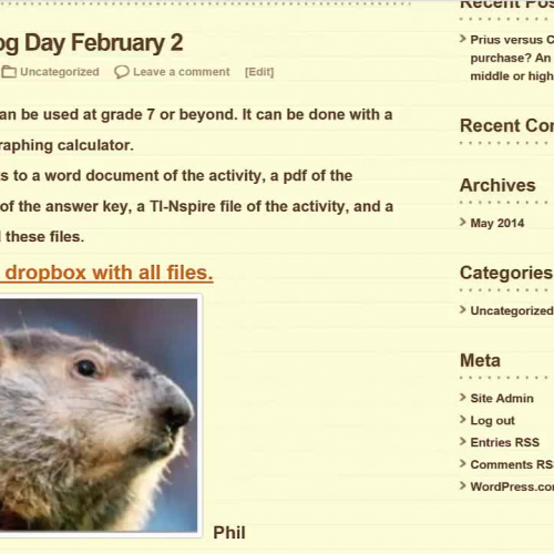 Groundhog Day Math Activity Grades 7 - 12