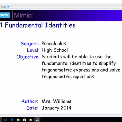 5.1 Fundamental Identities