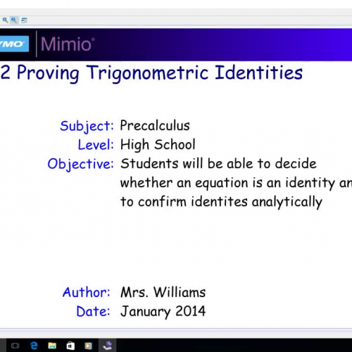 5.2 Proving Trigonometric Identities