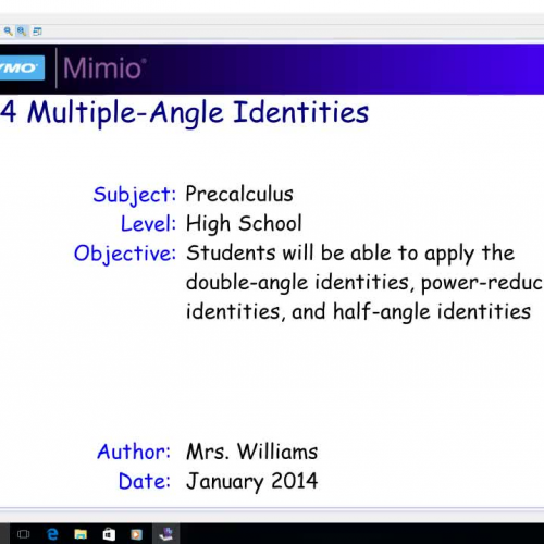 5.4 Multiple-Angle Identities