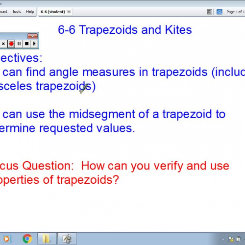 Section 6-6 Trapezoids and Kites