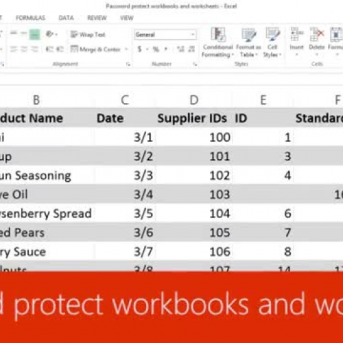 Password protect workbooks and worksheets