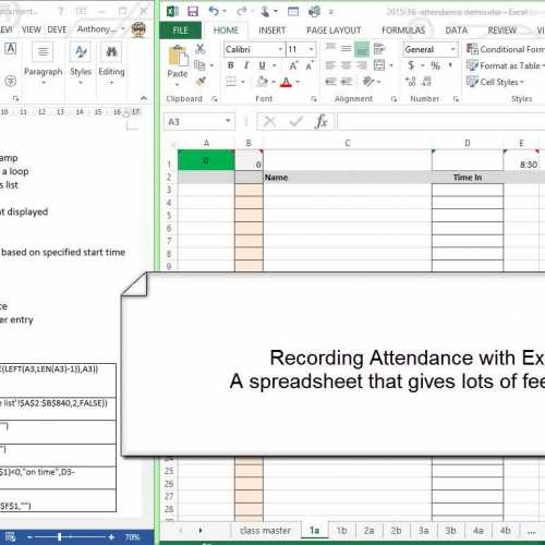 Attendance spreadsheet using Excel