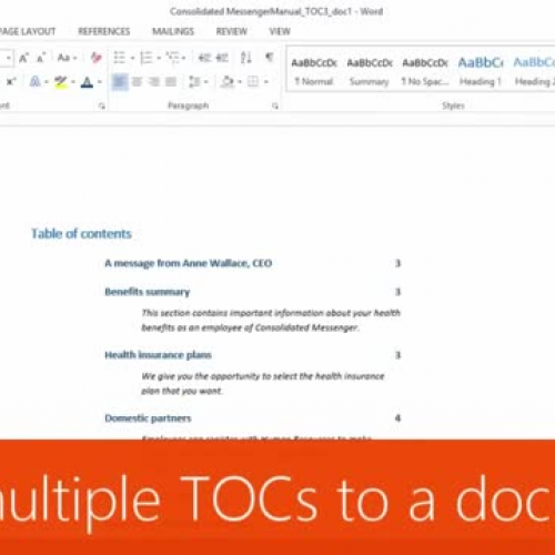 Add multiple TOCs to a document 