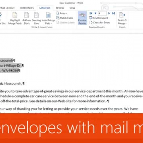 Print envelopes with mail merge