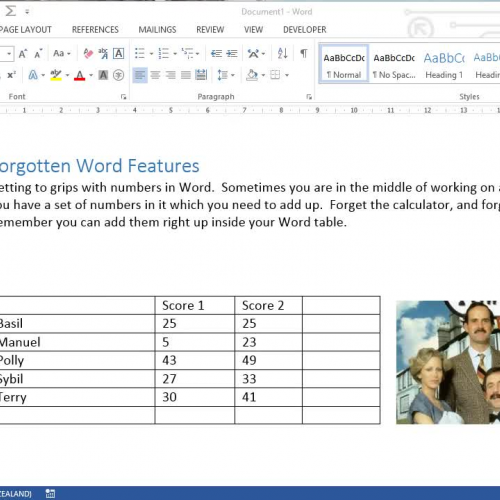 Automatically adding up table columns and rows in Word