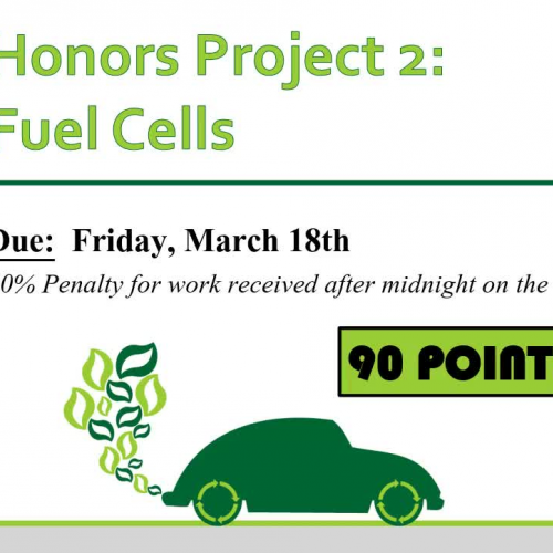 Honors Project 2 Details:  Fuel Cells