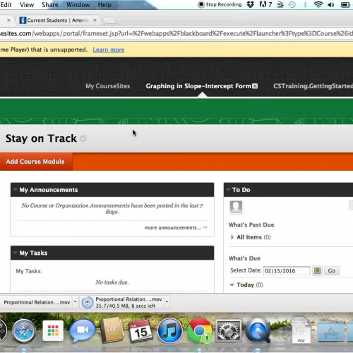 Screencast of CourseSites course on Graphing in Slope-Intercept Form