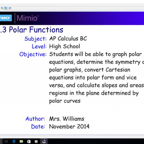 11.3 Polar Functions