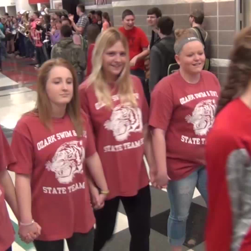 Ozark Highschool state swim team sendoff