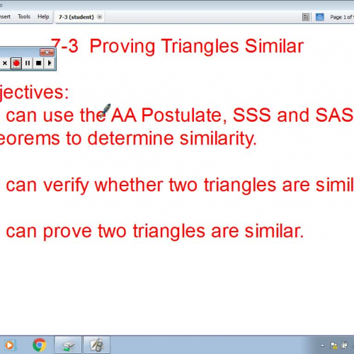 Section 7-3 Triangle Similarity