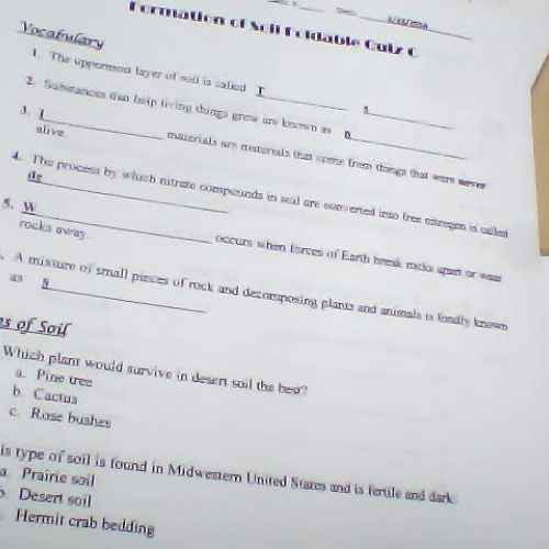 Formation of Soil foldable quiz C1-10