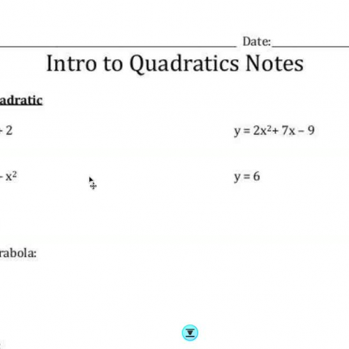 Intro to Quadratic Vocabulary