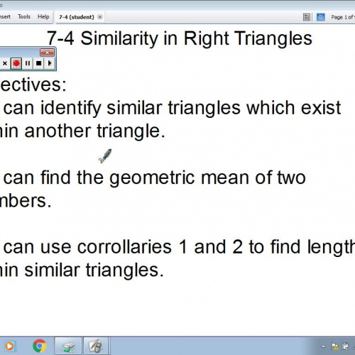 7-4 Similarity in Right Triangles