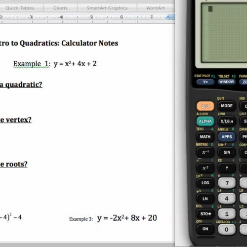 Intro to Quadratics Calculator Notes