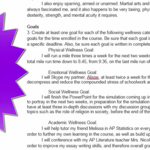 TUTORIAL Wellness Plan - Goals Section