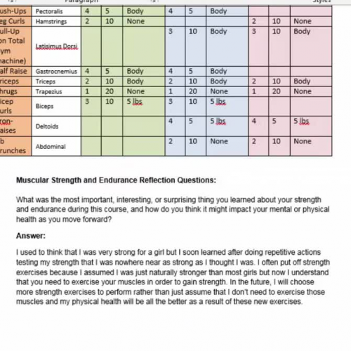 TUTORIAL Wellness Plan -Flexibility / Muscular Endurance Logs Sections