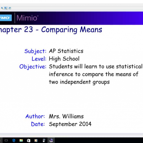 Chapter 23 - Comparing Means