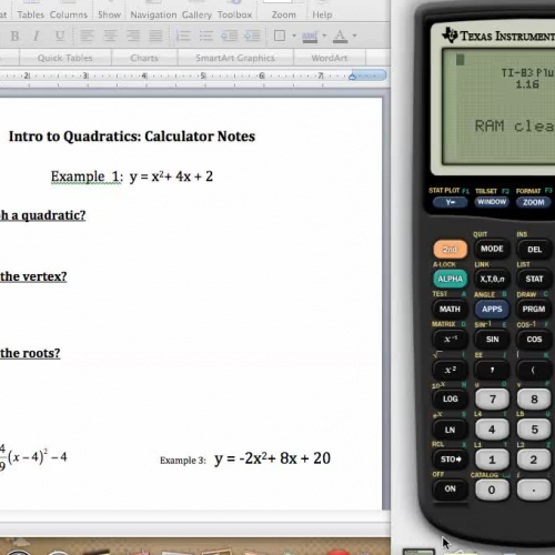 Quadratics in the Calculator