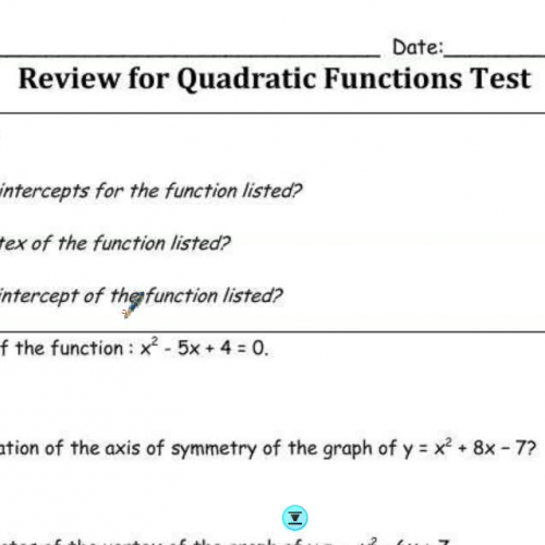 Intro to Quadratics Test Review