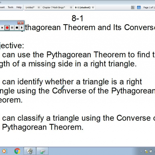 8-1 Pythagorean Theorem