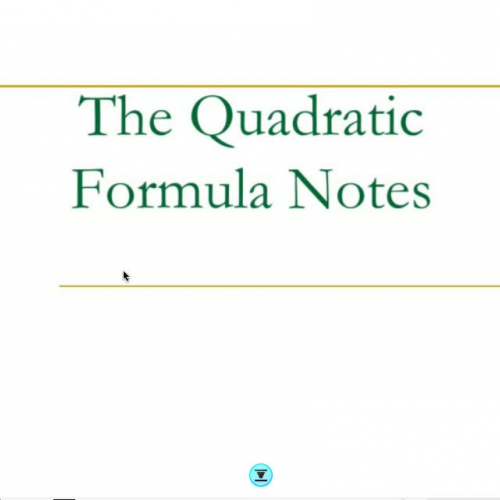 Quadratic Formula Part 1