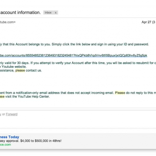 A Youtube Phishing Attack You Need to Watch Out For