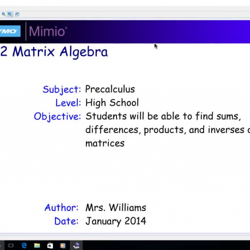 7.2 Matrix Algebra