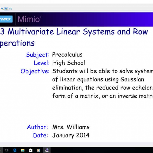 7.3 Multivariate Linear Systems and Row Operations