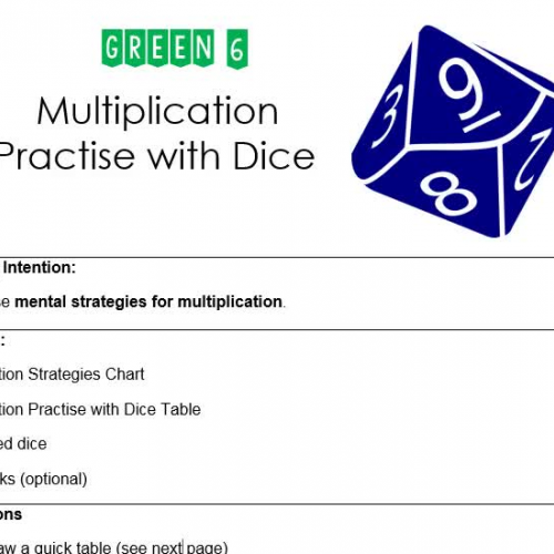 Green 6 Multiplication Practise with Dice