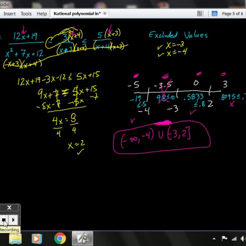 Ch 7.5 Solving Rational Inequalities with poynomials