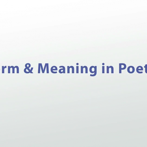 form and meaning in poetry