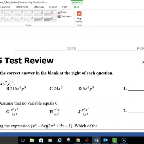 Chapter 5 Test Review #1-7