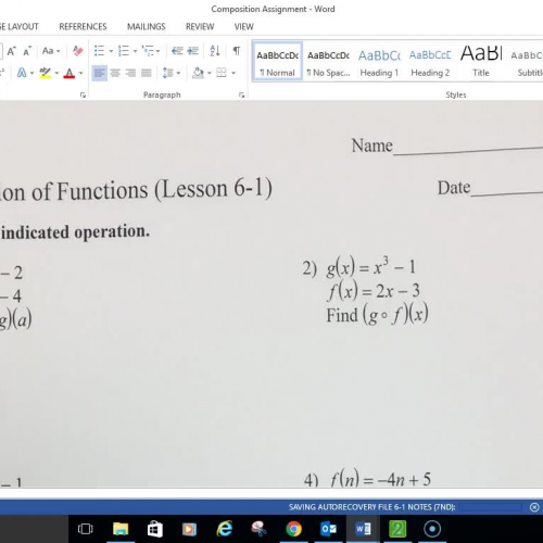 Alg 2 Lesson 6-1 Part 1 Assignment Examples