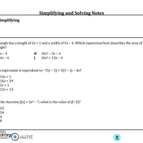 EOC Simplifying and Solving Notes