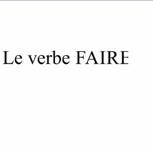 Le verbe Faire