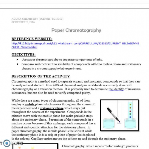 Paper Chromatography Lab Activity