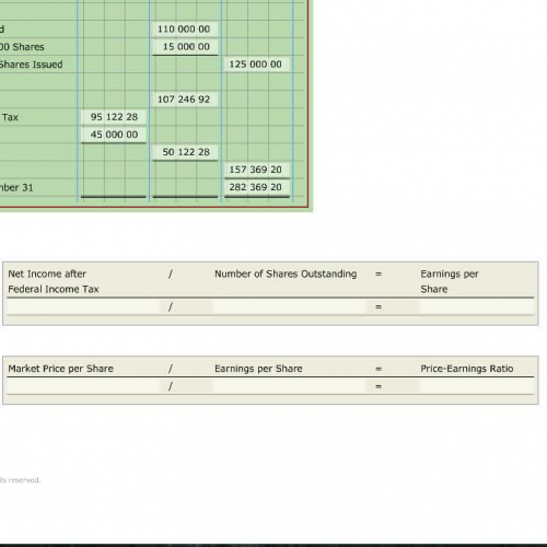 Mastery Problem 15-5B - Part III:  Figuring the Earnings Per Share and Price Earnings Ratio