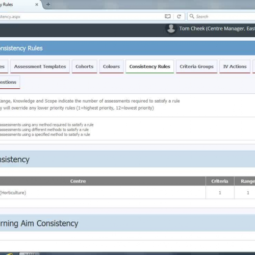 Centre Manager Screencast  - How to create consistency rules