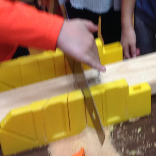 sawing using a mitre box