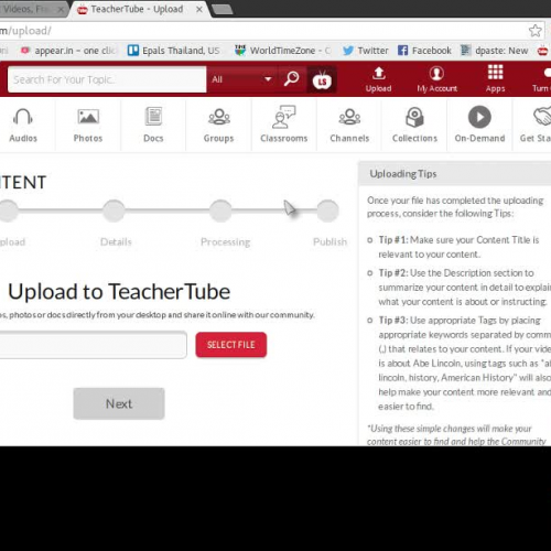 Showing Teacher tube upload content
