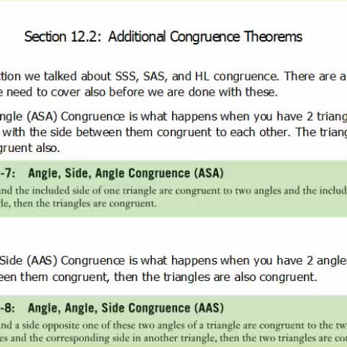 Additional Congruence Theorems