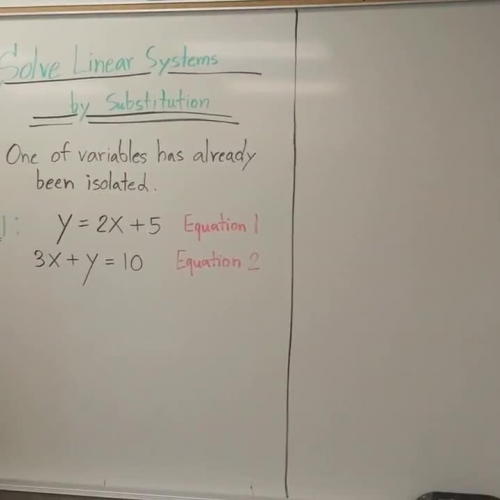Algebra 1B Lesson 18 Solve System of Equations by Substitution