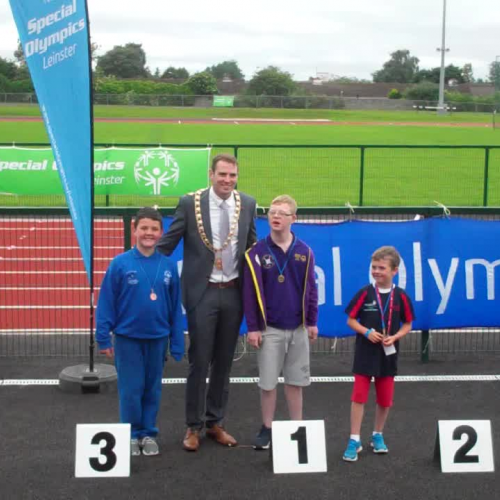 Alex 50m run medal ceremony